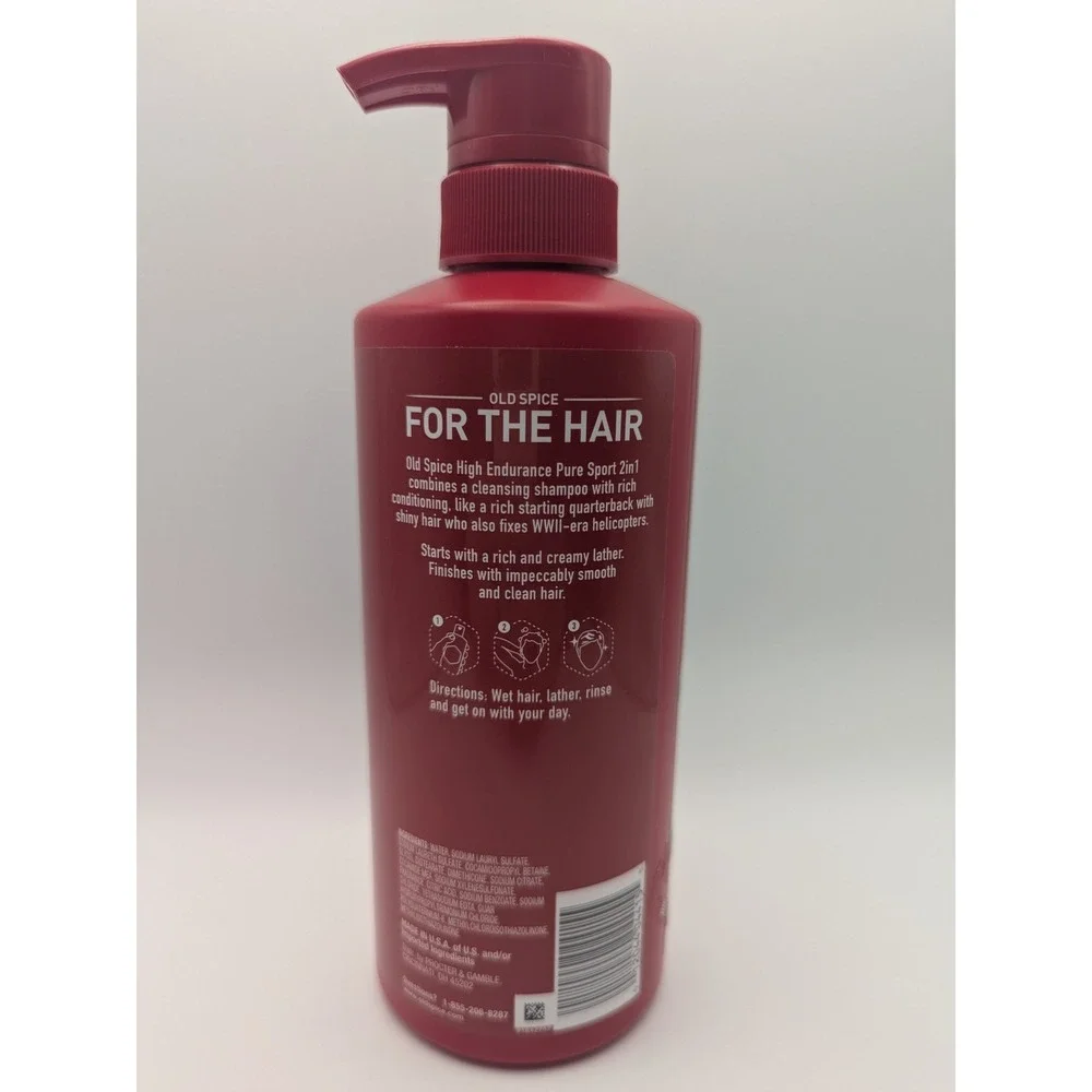Old Spice Pure Sport High Endurance 2 In 1‎ Shampoo & Conditioner, 15.5 Oz, New